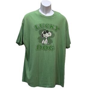 Y2K Vintage XXL Peanuts Snoopy Lucky Dog Clover Irish Short Sleeve Tee TShirt